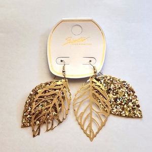 3 for $18 Gold-Tone Leaf Drop Two Layered Earrings